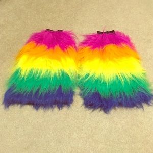 Rainbow Fluffy leg warmers