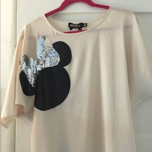 Forever21 Twist Minnie Mouse Sequin Blouse