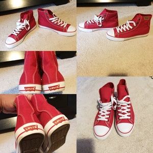 Red and White 8.5 men's Levi's shoe