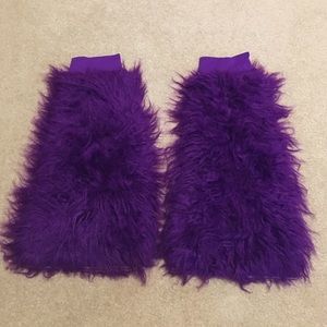 Fluffy purple leg warmers