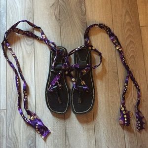 Gladiator ribbon sandals