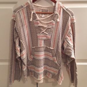 Hooded Lace Up Drug Rug/Hippie/Beach Top