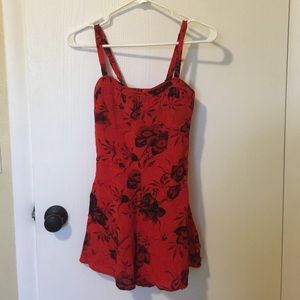 Free People red romper with adjustable straps