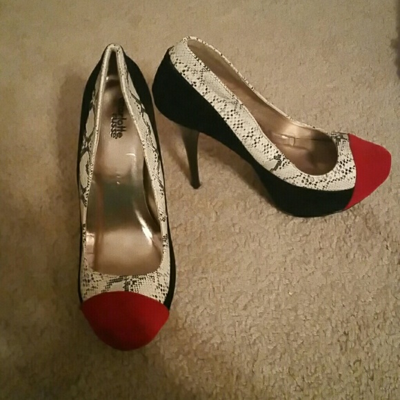 SNAKESKIN SUEDE HEELS worn twice