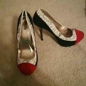 SNAKESKIN SUEDE HEELS worn twice