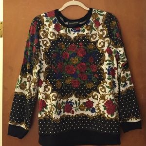 Minkpink Allover Printed Crew Neck Sweatshirt
