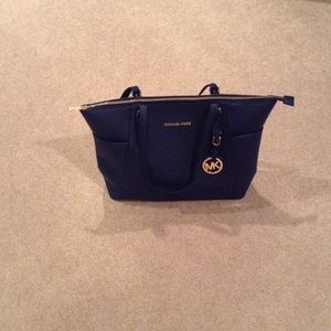 MK zip up navy blue purse