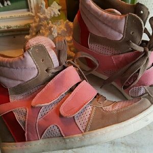 Pink & Tan Wedge Sneakers, Arden B