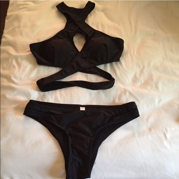 Black Criss Cross Bathing Suit
