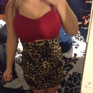 Red and Cheetah print dress