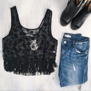 Printed Fringe Crop Top