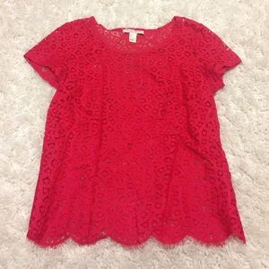 Red Scalloped Top