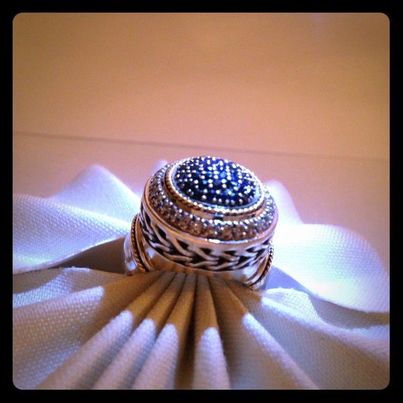 EFFY! 925/18K Sapphire & Dia Cocktail Ring Size 6