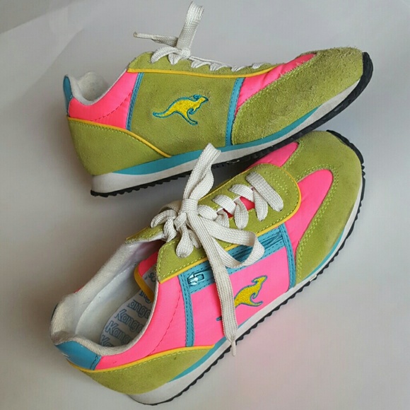 neon pink and green sneakers