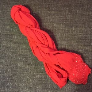 Sheer Pink Beaded Scarf