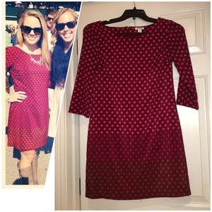 Polka dot maroon 3/4 length sleeves short dress