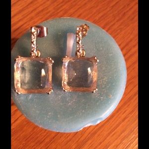 Gold tone clear stone earrings