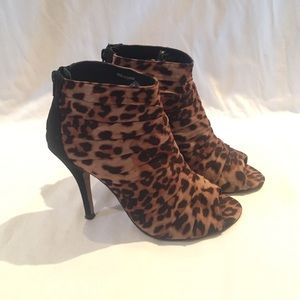 Leopard open toe heels