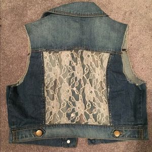 Forever 21 Denim Vest w/ Lace Back