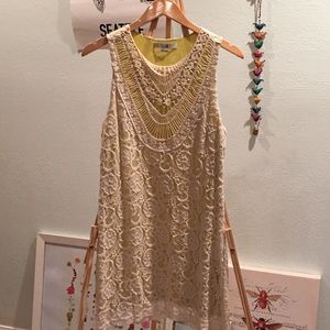 🌻Yellow and cream lace dress, Sz. L