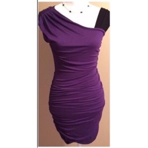 Asymmetrical 1 Shoulder Ruched Dress, EUC,S