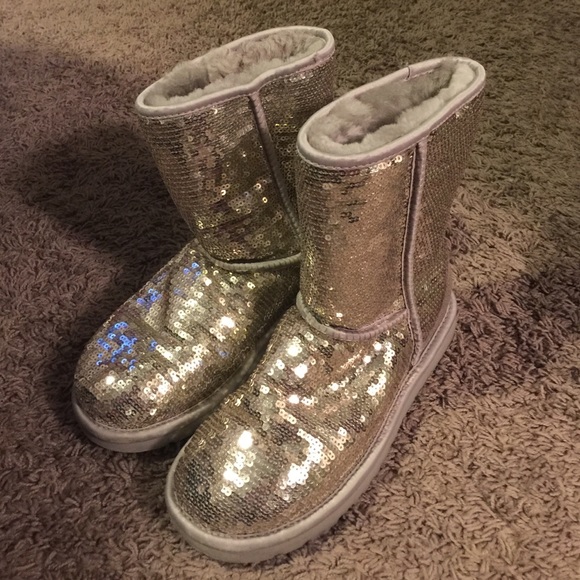 Size 6- silver sequin Ugg Boots