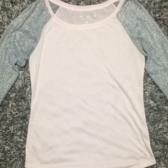 American Eagle Pink and Silver Tee