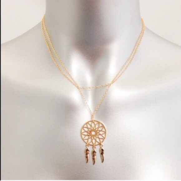 Jewelry - NEW GOLD DREAMCATCHER FEATHER PENDANT NECKLACE
