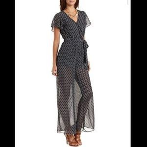 Charlotte Russe Printed Wide Leg Wrap Jumpsuit
