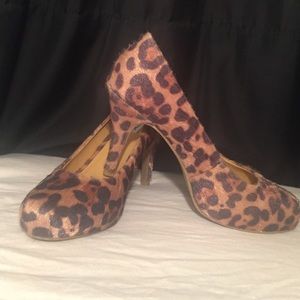 Fuzzy Leopard Heels