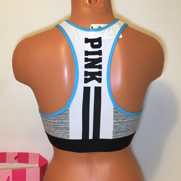 NEW PINK VS LOGO HIGH NECK SPORT BRA - Picture 3 of 4