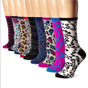 Betsey Johnson! "Wild Side" Crew socks pk of 9 box