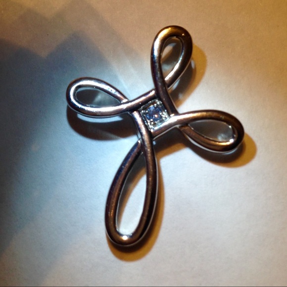 Religious Charm w/diamond chip 925 sterling silver