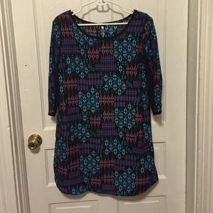 Aztec print shift dress