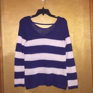 Navy blue and white striped sweater