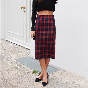 Zara Plaid Pencil Skirt