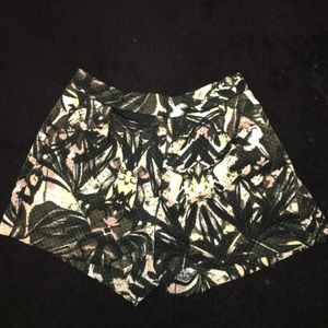 Olive green floral shorts