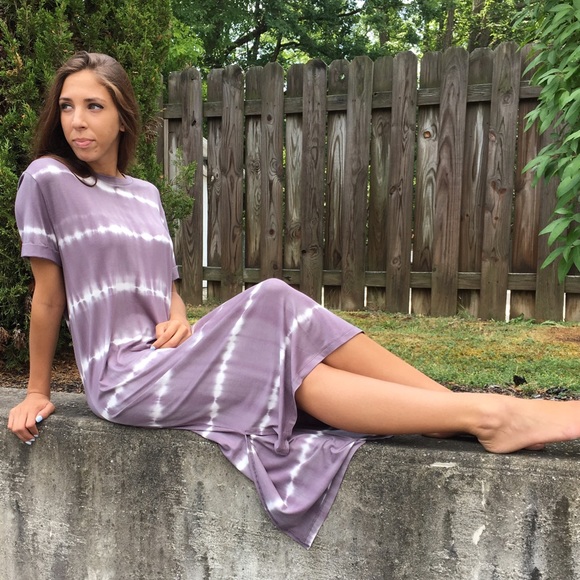 Plum Grey Tie Dye Maxi Dress - Picture 2 of 4