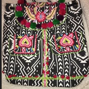 Aztec backpack with drawstring