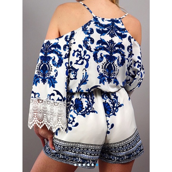 Indigo Cold Shoulder Romper - Picture 2 of 3