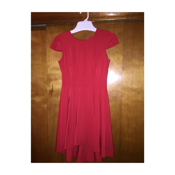 High-Low Red Skater Dress