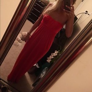 Open back coral maxi dress