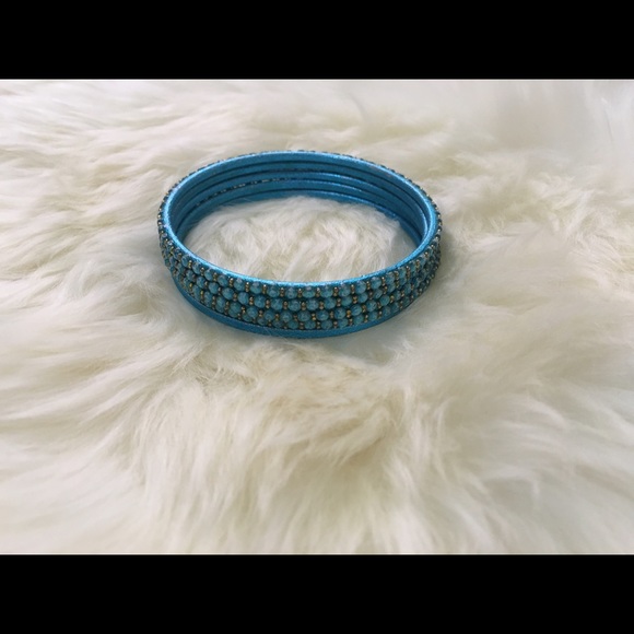 Blue Jeweled Bangles - Picture 2 of 3