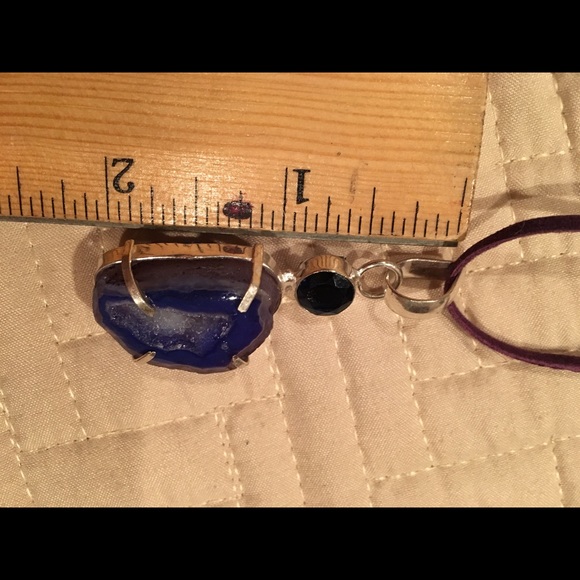Additional photos raw stone blue pendant necklace