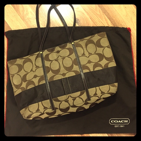 Coach signature brown shoulder bag tote - Picture 1 of 4