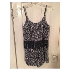 Fringe black and white romper(: