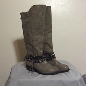 Over the knee grey boots