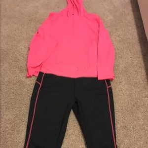 Active wear tracksuit set hoodie capris XL pink