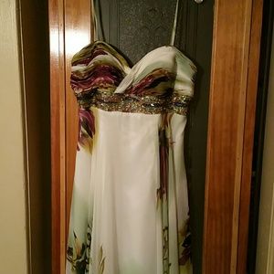 Spaghetti  strap dress rhinestone  waist