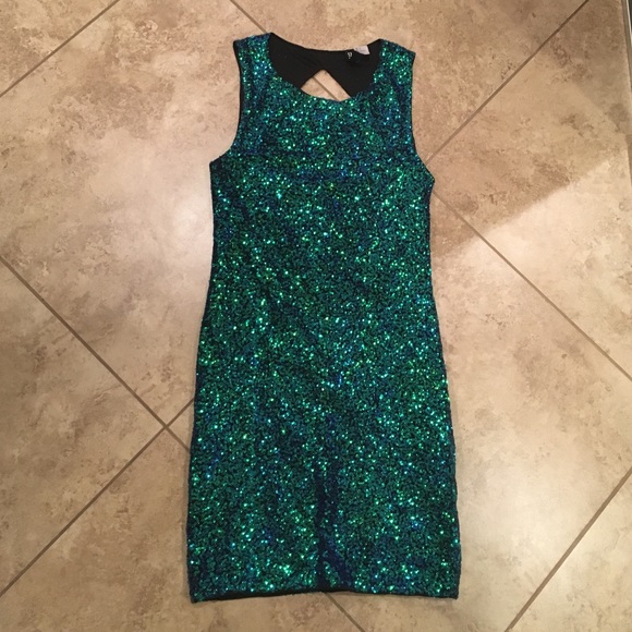 Teal sequin dress
